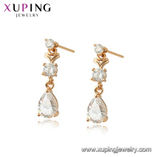 96947 xuping 18 K oro color plateado mujeres pendientes de cristal de simulación